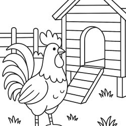 Desenho de Galo para colorir e imprimir: número 5