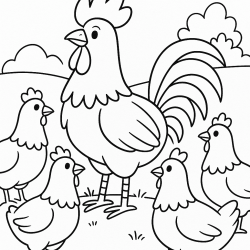 Desenho de Galo para colorir e imprimir: número 6
