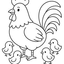 Desenho de Galo para colorir e imprimir: número 7