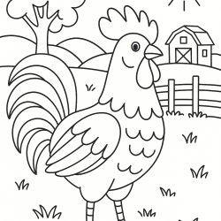 Desenho de Galo para colorir e imprimir: número 16