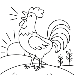 Desenho de Galo para colorir e imprimir: número 17