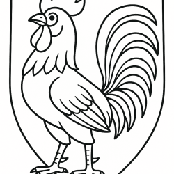 Desenho de Galo para colorir e imprimir: número 18