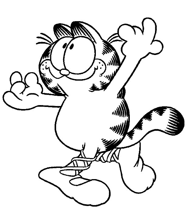 Desenho de Garfield para colorir e imprimir: número 1