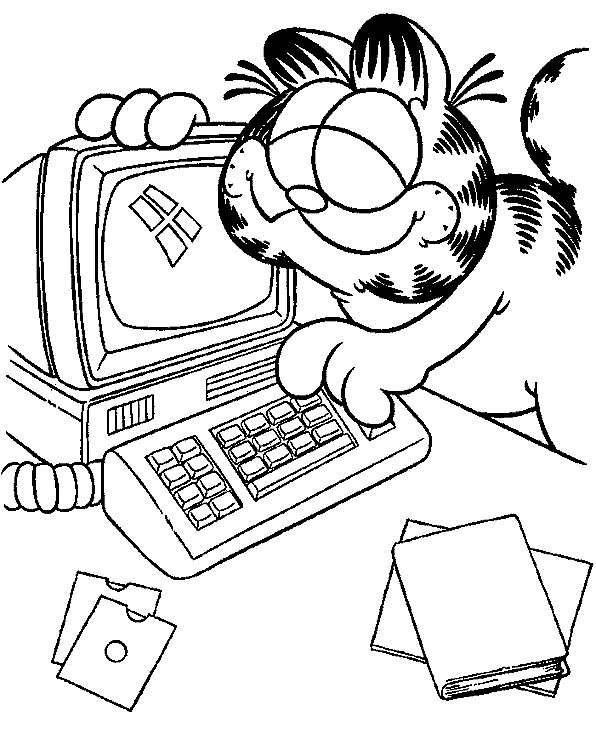 Desenho de Garfield para colorir e imprimir: número 3