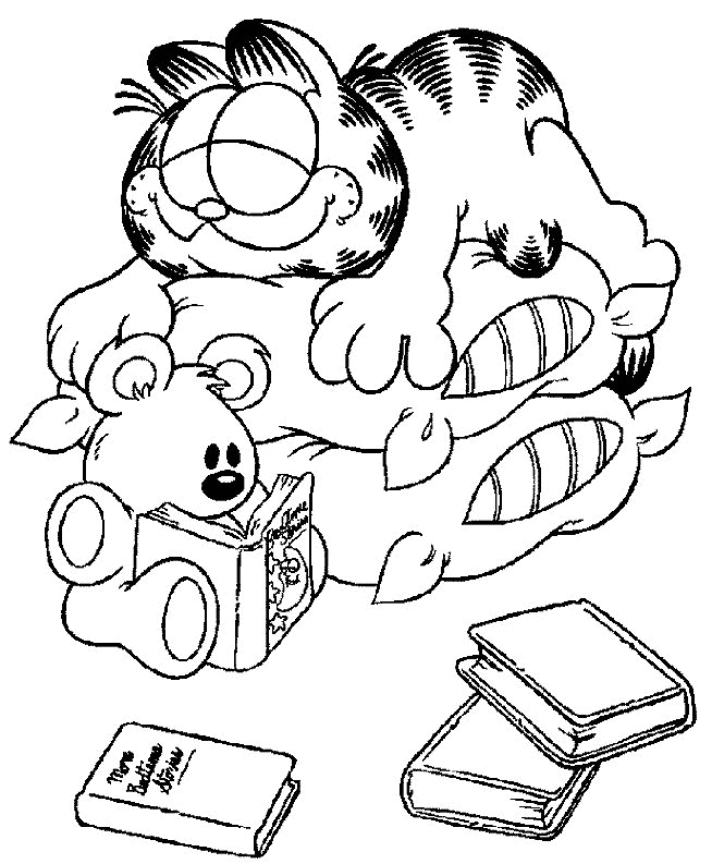 Desenho de Garfield para colorir e imprimir: número 4