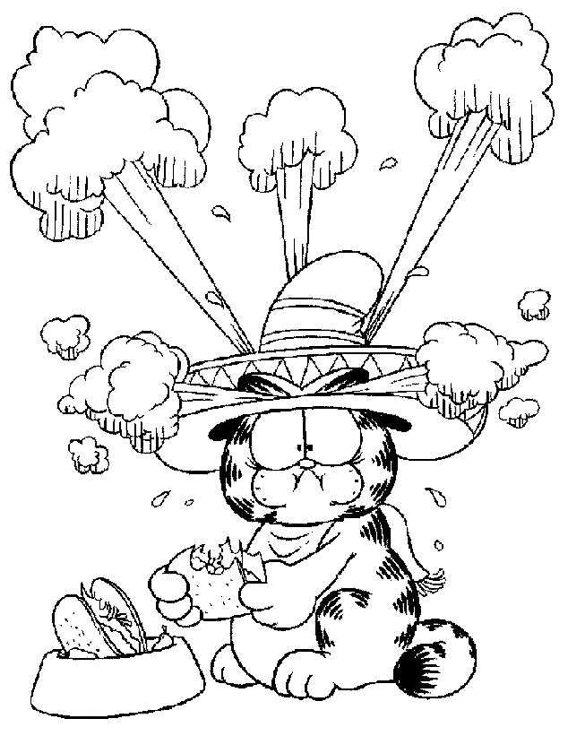 Desenho de Garfield para colorir e imprimir: número 6