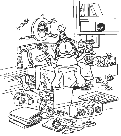 Desenho de Garfield para colorir e imprimir: número 7