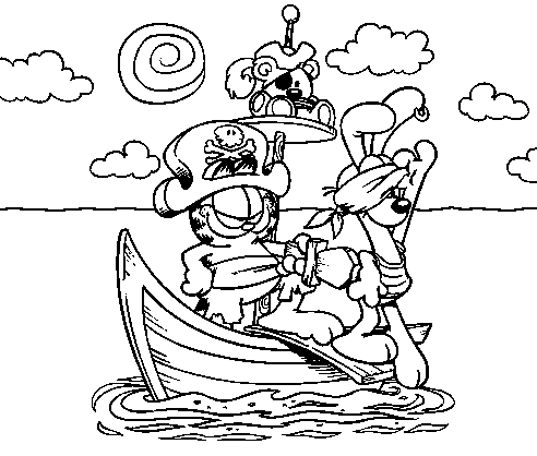 Desenho de Garfield para colorir e imprimir: número 8