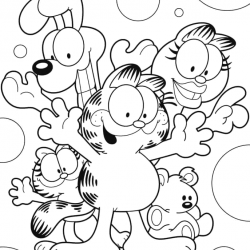 Desenho de Garfield para colorir e imprimir: número 9