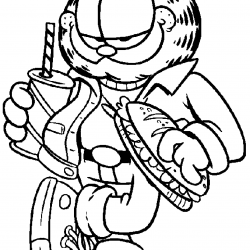 Desenho de Garfield para colorir e imprimir: número 17