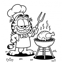 Desenho de Garfield para colorir e imprimir: número 18