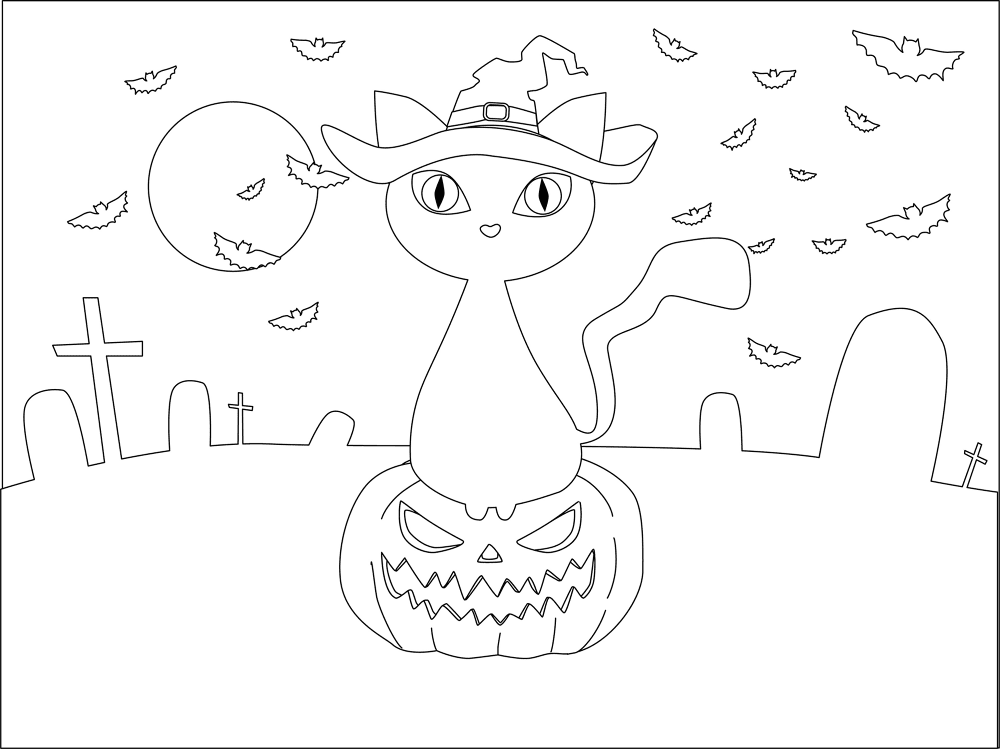 Desenho de Gatos para colorir e imprimir: número 1
