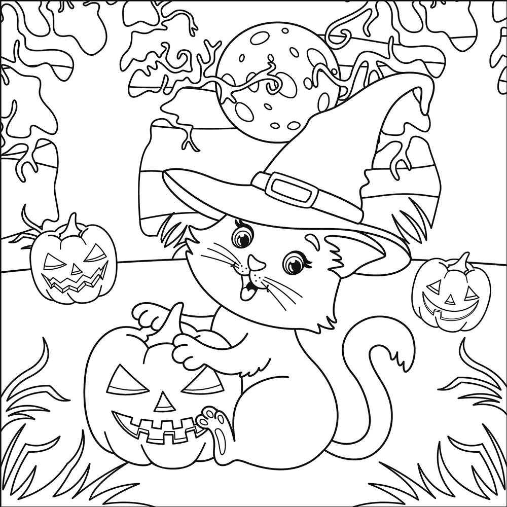Desenho de Gatos para colorir e imprimir: número 2