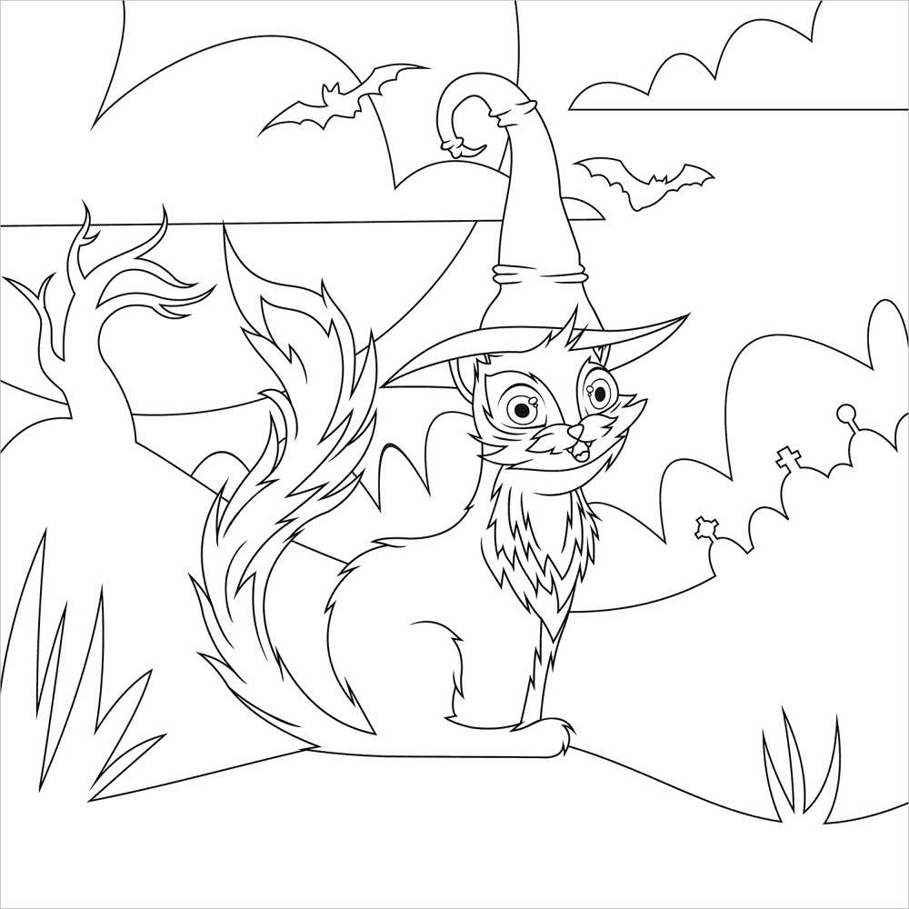 Desenho de Gatos para colorir e imprimir: número 3