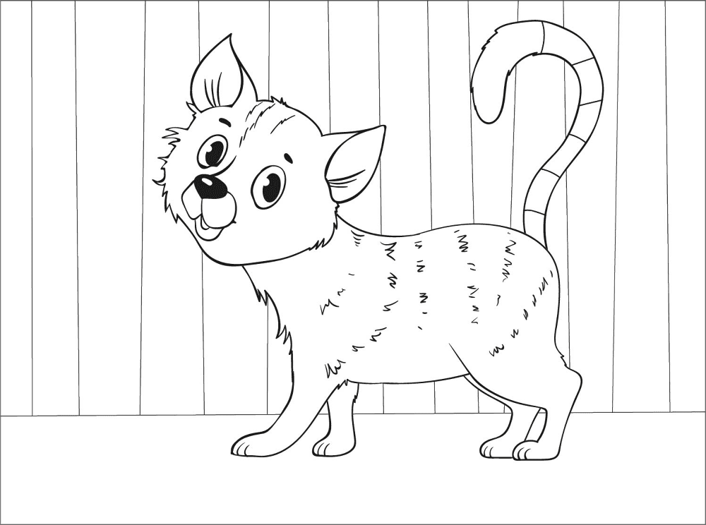 Desenho de Gatos para colorir e imprimir: número 4