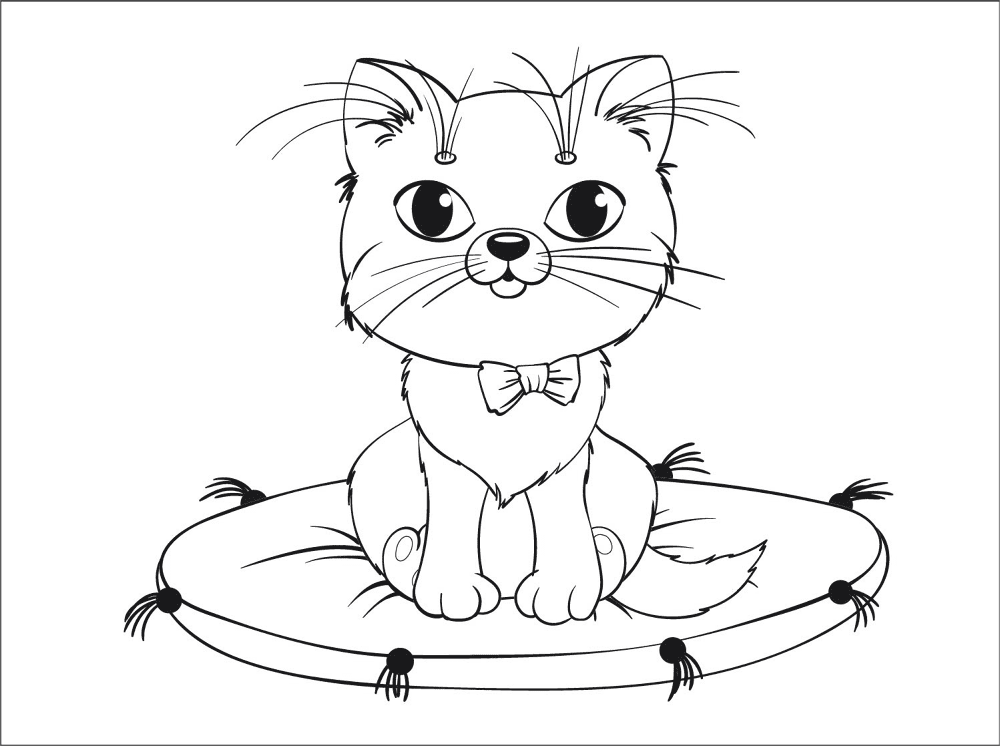 Desenho de Gatos para colorir e imprimir: número 5