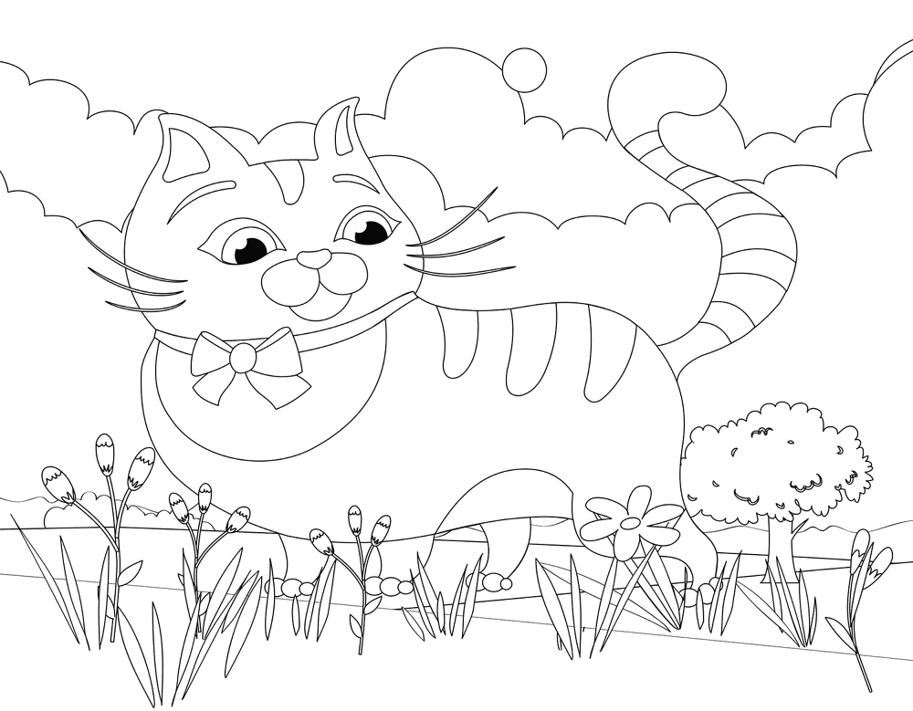 Desenho de Gatos para colorir e imprimir: número 7