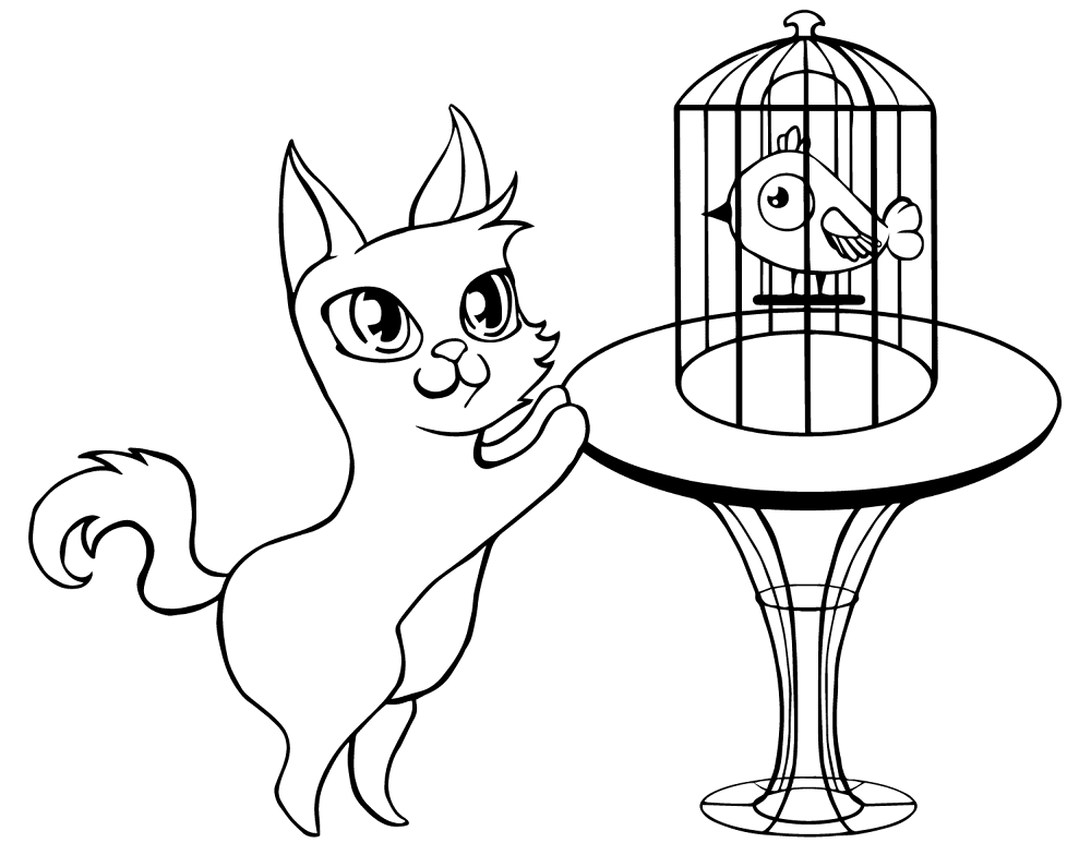 Desenho de Gatos para colorir e imprimir: número 34