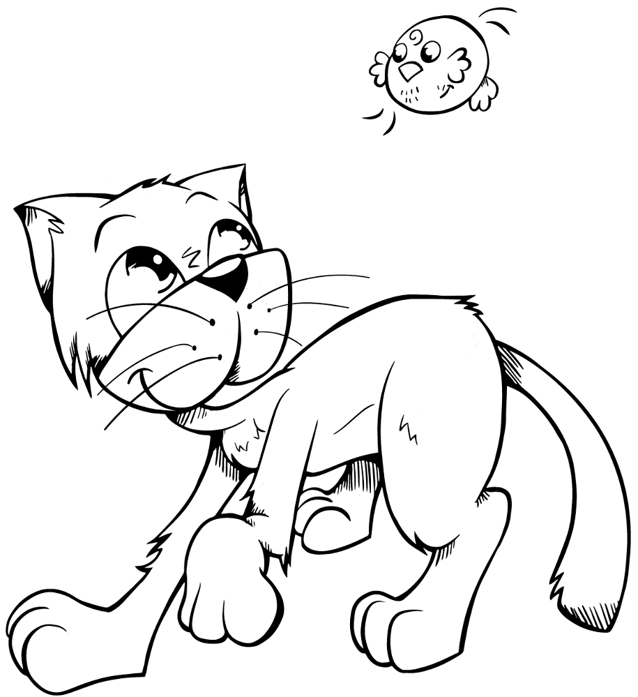 Desenho de Gatos para colorir e imprimir: número 36
