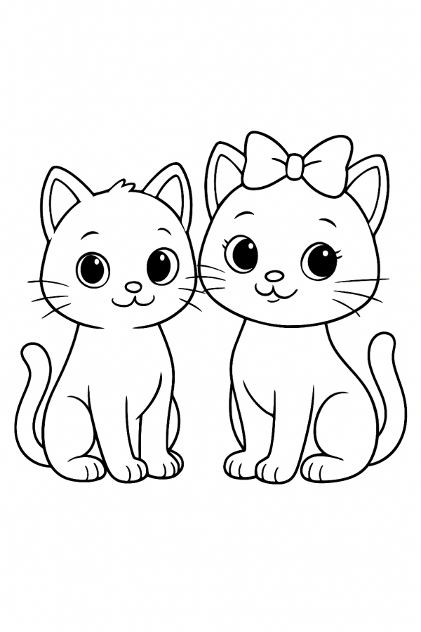 Desenho de Gatos para colorir