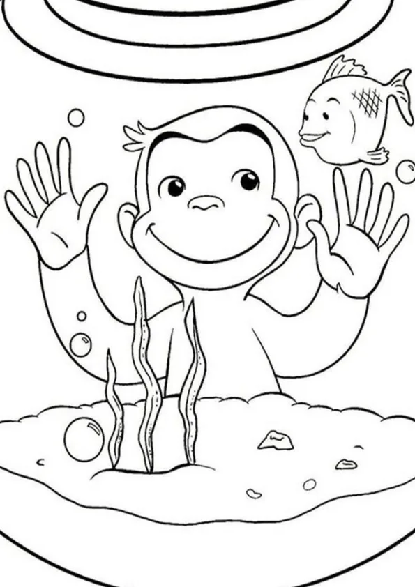 Desenho de George o Curioso para colorir e imprimir: número 5