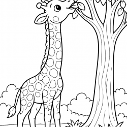 Desenho de Girafas para colorir e imprimir: número 1