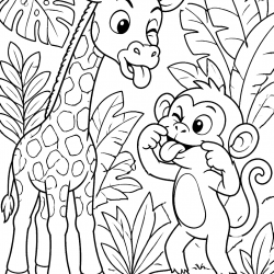 Desenho de Girafas para colorir e imprimir: número 2
