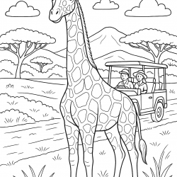 Desenho de Girafas para colorir e imprimir: número 4