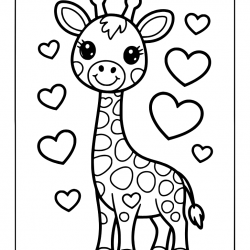 Desenho de Girafas para colorir e imprimir: número 7