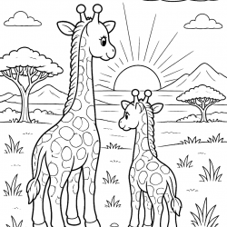 Desenho de Girafas para colorir e imprimir: número 17