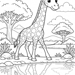 Desenho de Girafas para colorir e imprimir: número 24