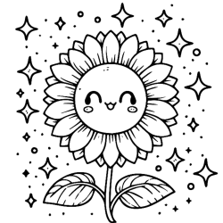Desenho de Girassol para colorir e imprimir: número 2