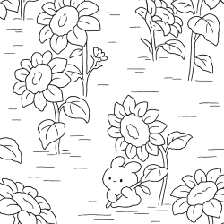 Desenho de Girassol para colorir e imprimir: número 7
