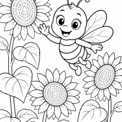 Desenho de Girassol para colorir e imprimir: número 8