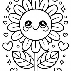 Desenho de Girassol para colorir e imprimir: número 11