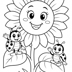 Desenho de Girassol para colorir e imprimir: número 17
