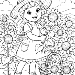Desenho de Girassol para colorir e imprimir: número 18