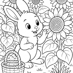 Desenho de Girassol para colorir e imprimir: número 19