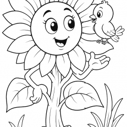 Desenho de Girassol para colorir e imprimir: número 20