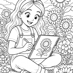 Desenho de Girassol para colorir e imprimir: número 23