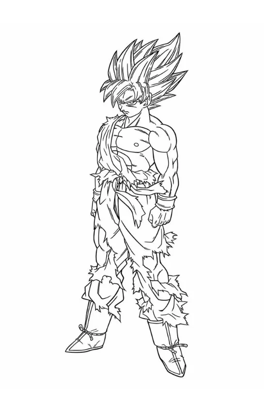Desenho de Goku para colorir e imprimir: número 1