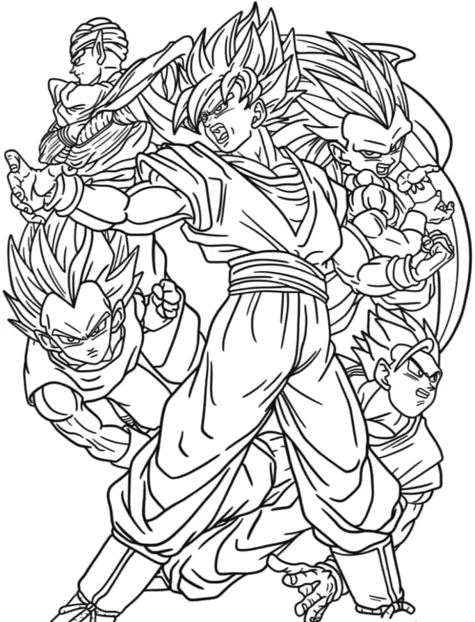 Desenho de Goku para colorir e imprimir: número 7