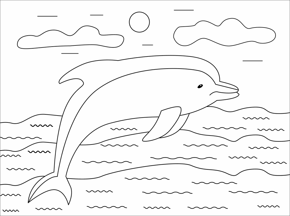 Desenho de Golfinhos para colorir e imprimir: número 15