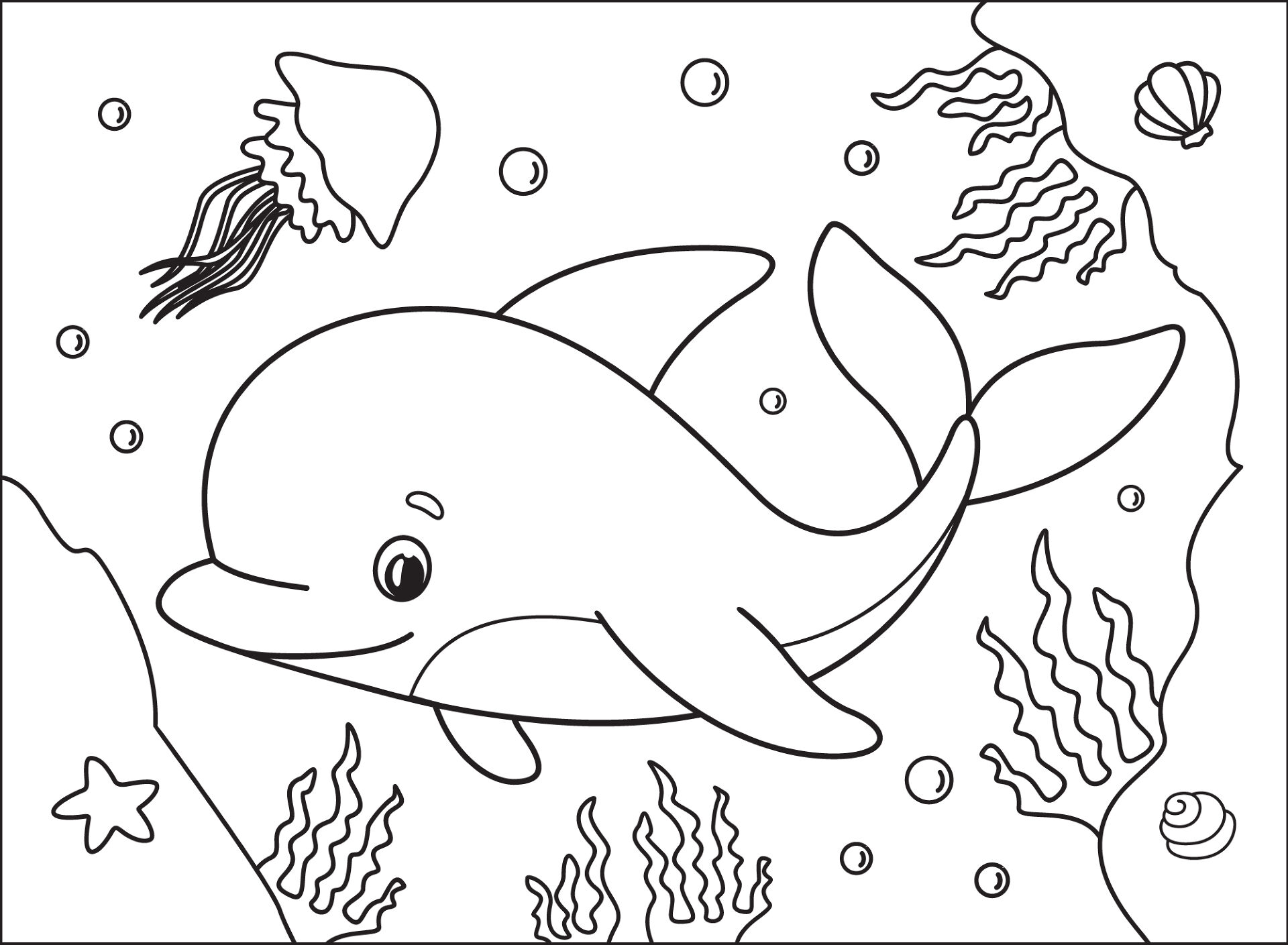 Desenho de Golfinhos para colorir e imprimir: número 43