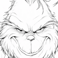 Desenho de Grinch para colorir e imprimir: número 4