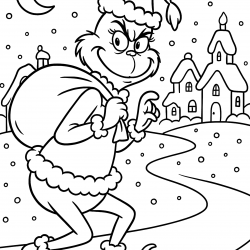 Desenho de Grinch para colorir e imprimir: número 17
