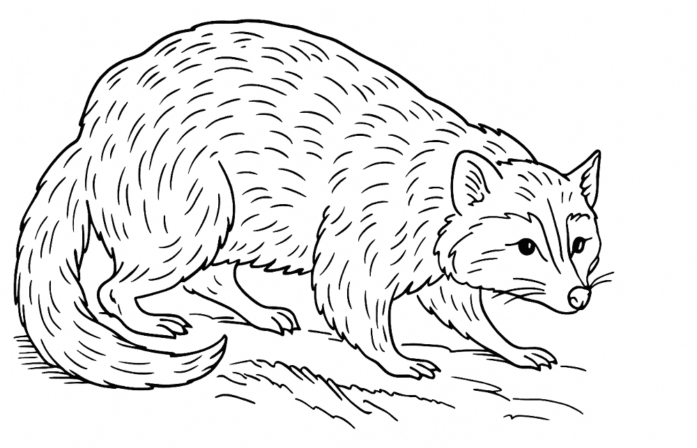 Desenho de Guaxinins para colorir e imprimir: número 4