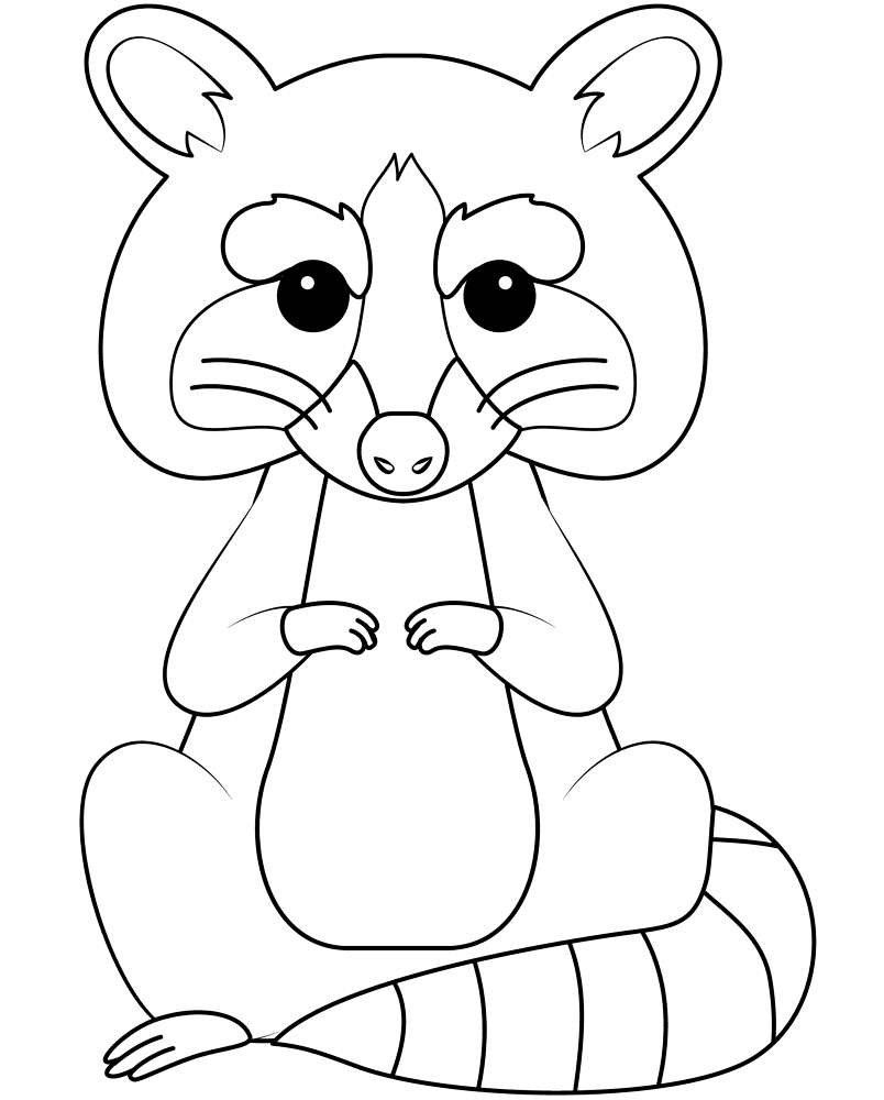 Desenho de Guaxinins para colorir e imprimir: número 5