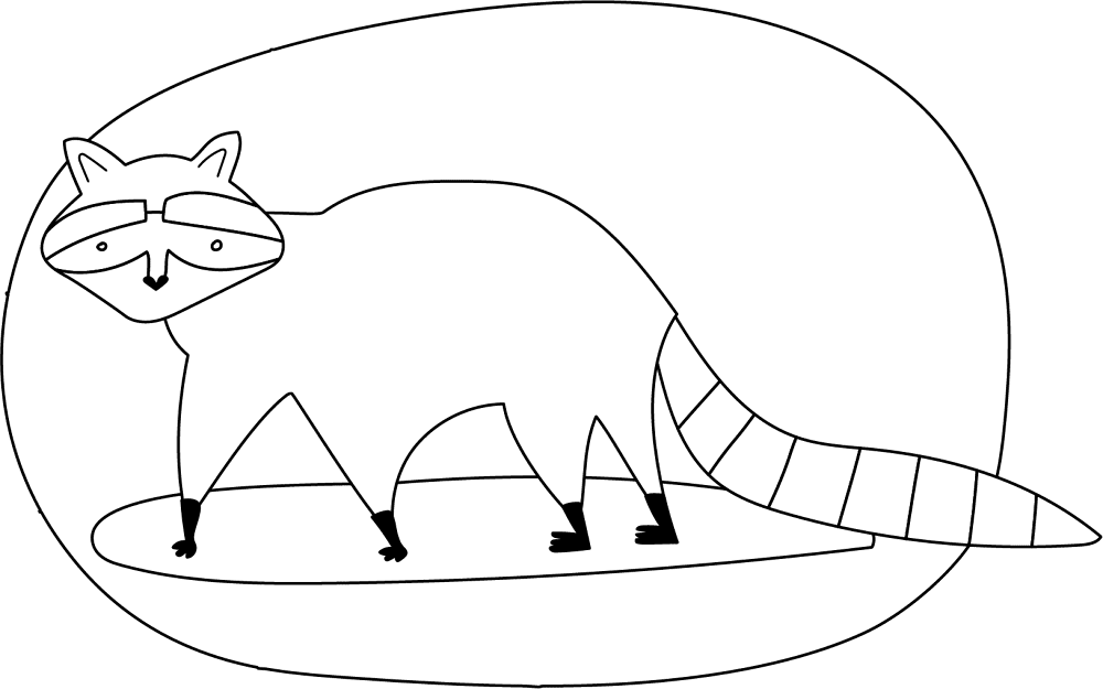 Desenho de Guaxinins para colorir e imprimir: número 9