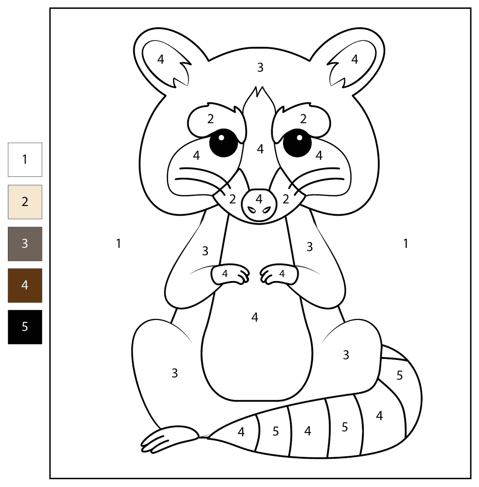 Desenho de Guaxinins para colorir e imprimir: número 12